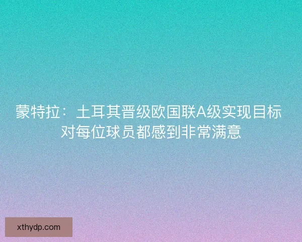 蒙特拉：土耳其晋级欧国联A级实现目标 对每位球员都感到非常满意