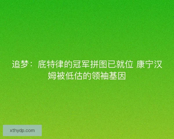 追梦：底特律的冠军拼图已就位 康宁汉姆被低估的领袖基因
